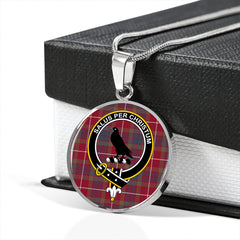 Abernethy Red Modern Tartan Crest Circle Necklace