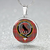 Abernethy Red Weathered Tartan Crest Circle Necklace