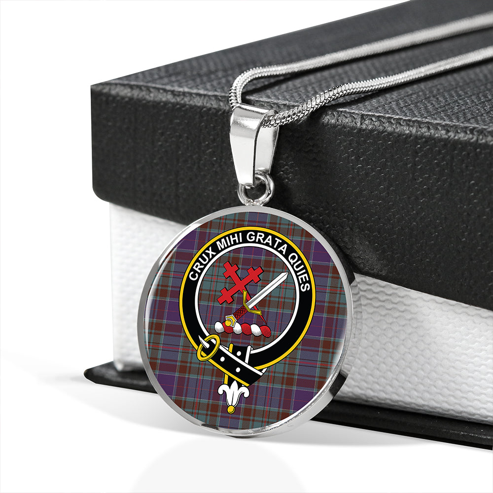 Adam Weathered Tartan Crest Circle Necklace