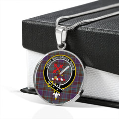 Adam Weathered Tartan Crest Circle Necklace