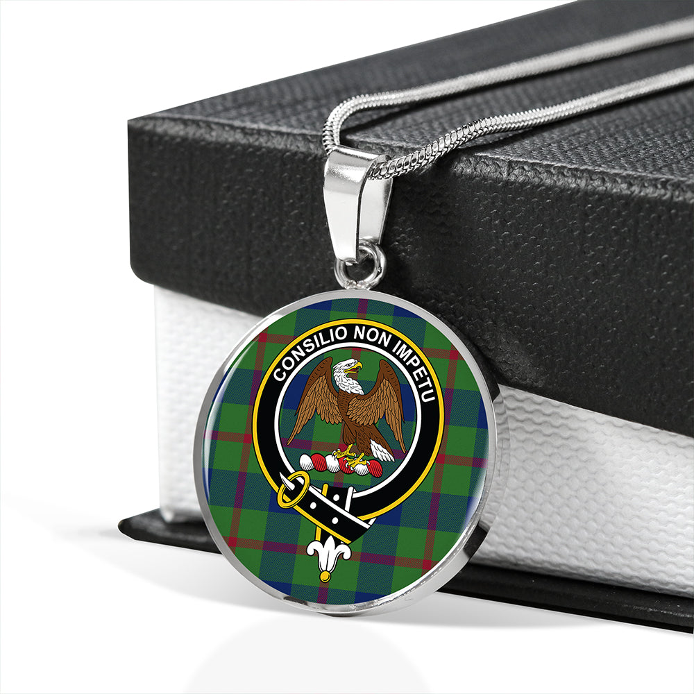 Agnew (MacAgnew) Modern Tartan Crest Circle Necklace