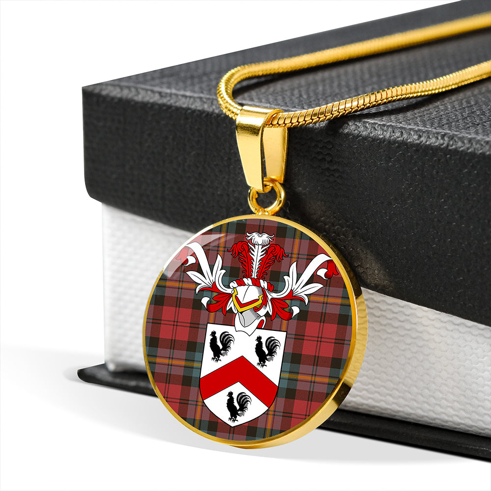 Aitken Weathered Tartan Crest Circle Necklace