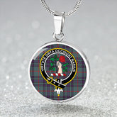 Aiton Weathered Tartan Crest Circle Necklace