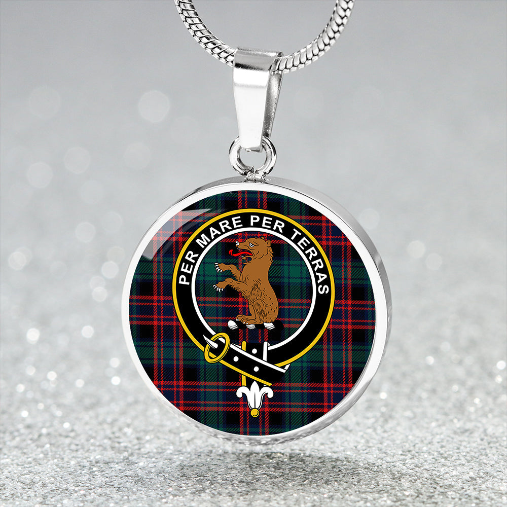 Alexander Hunting Modern Tartan Crest Circle Necklace