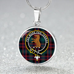 Alexander Hunting Modern Tartan Crest Circle Necklace