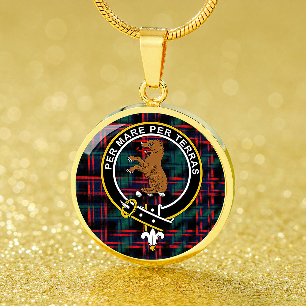 Alexander Hunting Modern Tartan Crest Circle Necklace