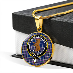 Alexander of Menstry Modern Tartan Crest Circle Necklace