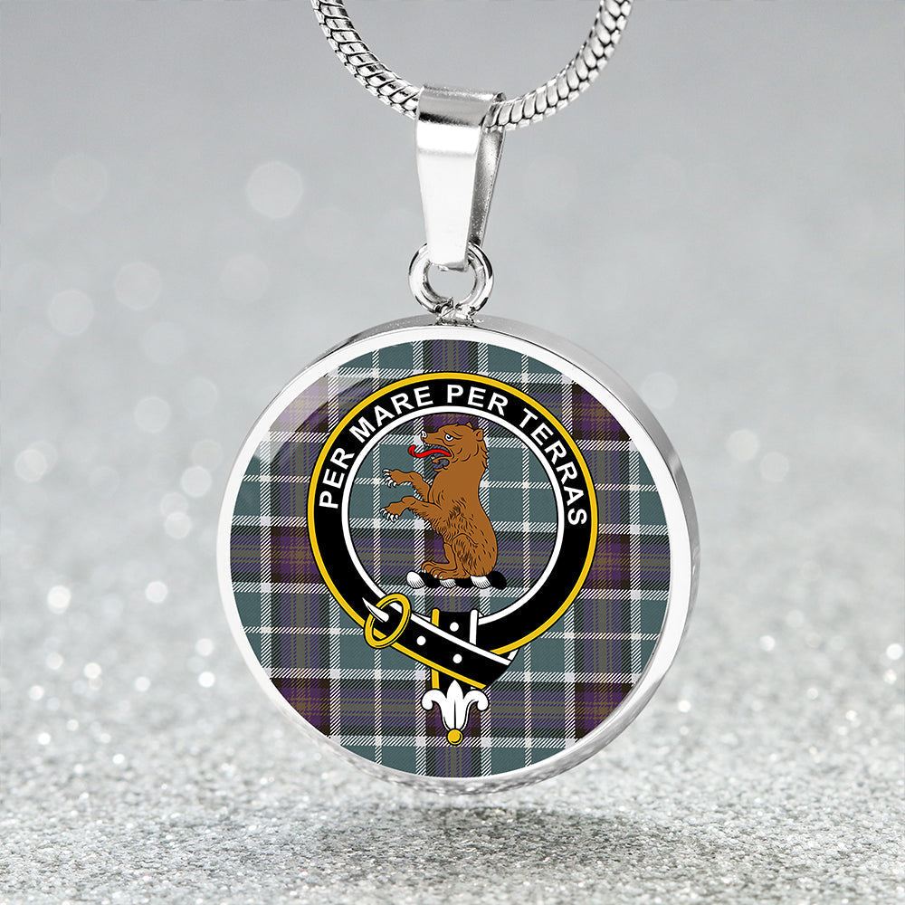 Alexander of Menstry Weathered Tartan Crest Circle Necklace