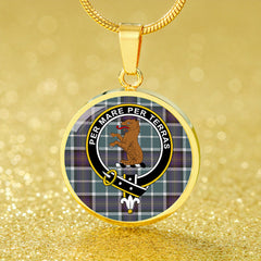 Alexander of Menstry Weathered Tartan Crest Circle Necklace