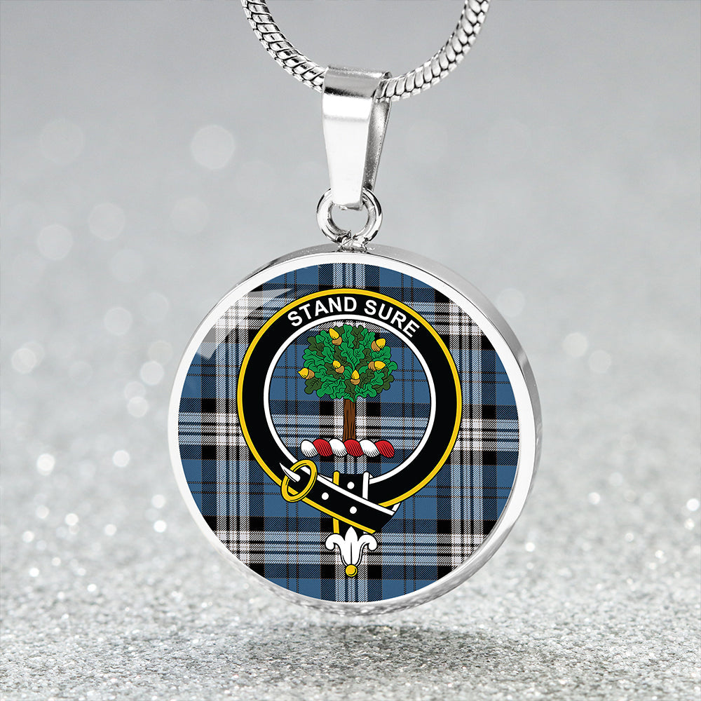 Anderson Blue Modern Tartan Crest Circle Necklace
