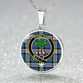 Anderson Blue Modern Tartan Crest Circle Necklace
