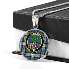 Anderson Blue Modern Tartan Crest Circle Necklace