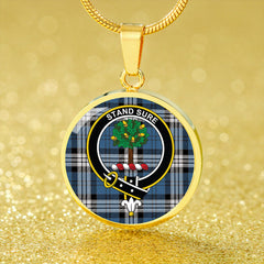 Anderson Blue Modern Tartan Crest Circle Necklace