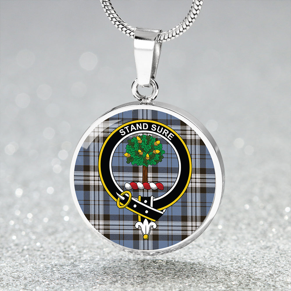 Anderson Blue Weathered Tartan Crest Circle Necklace