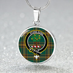 Anderson Green Modern Tartan Crest Circle Necklace