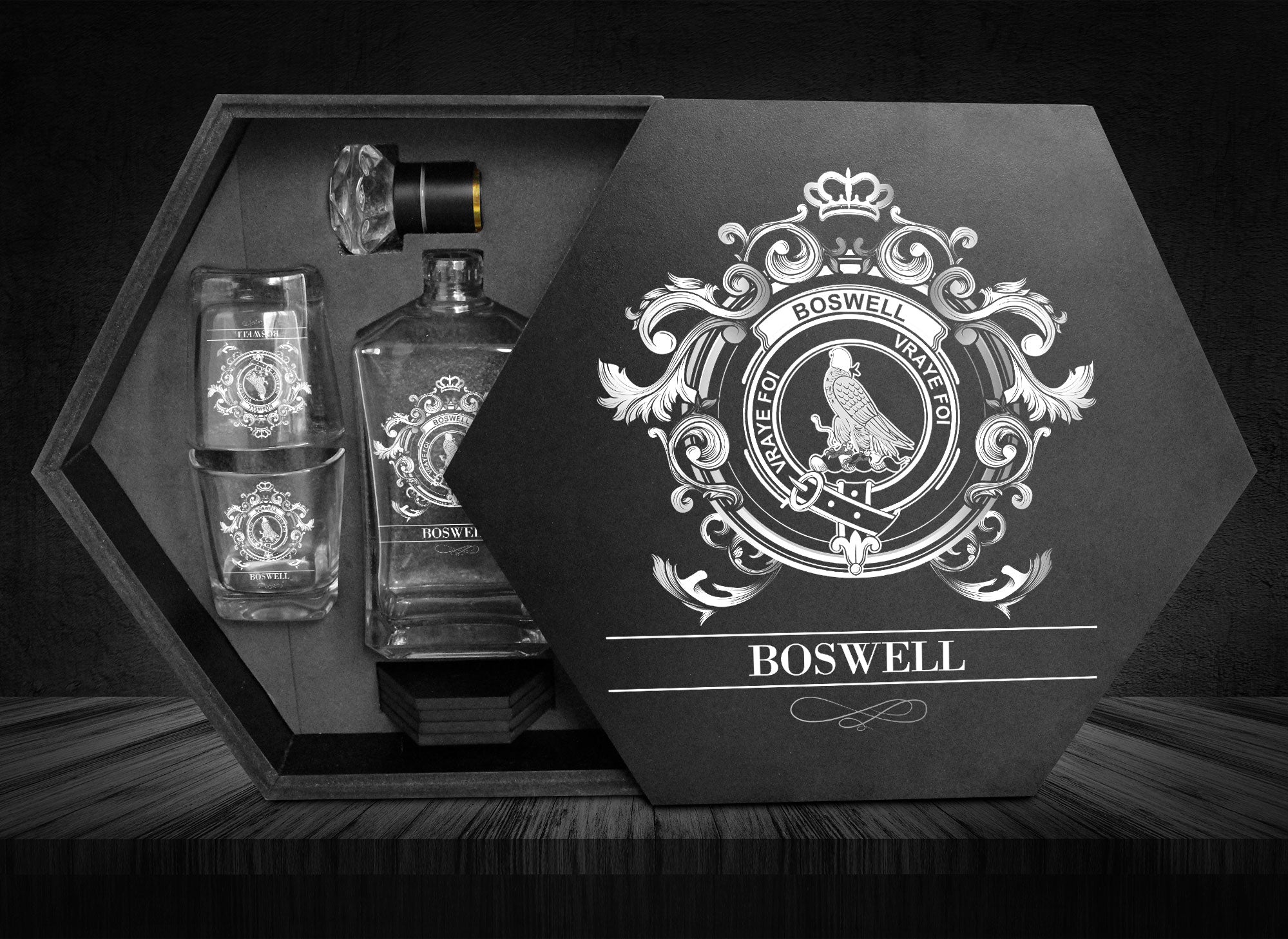 Boswell Tartan Clan Decanter Set