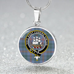 Bryson 1988 Weathered Tartan Crest Circle Necklace
