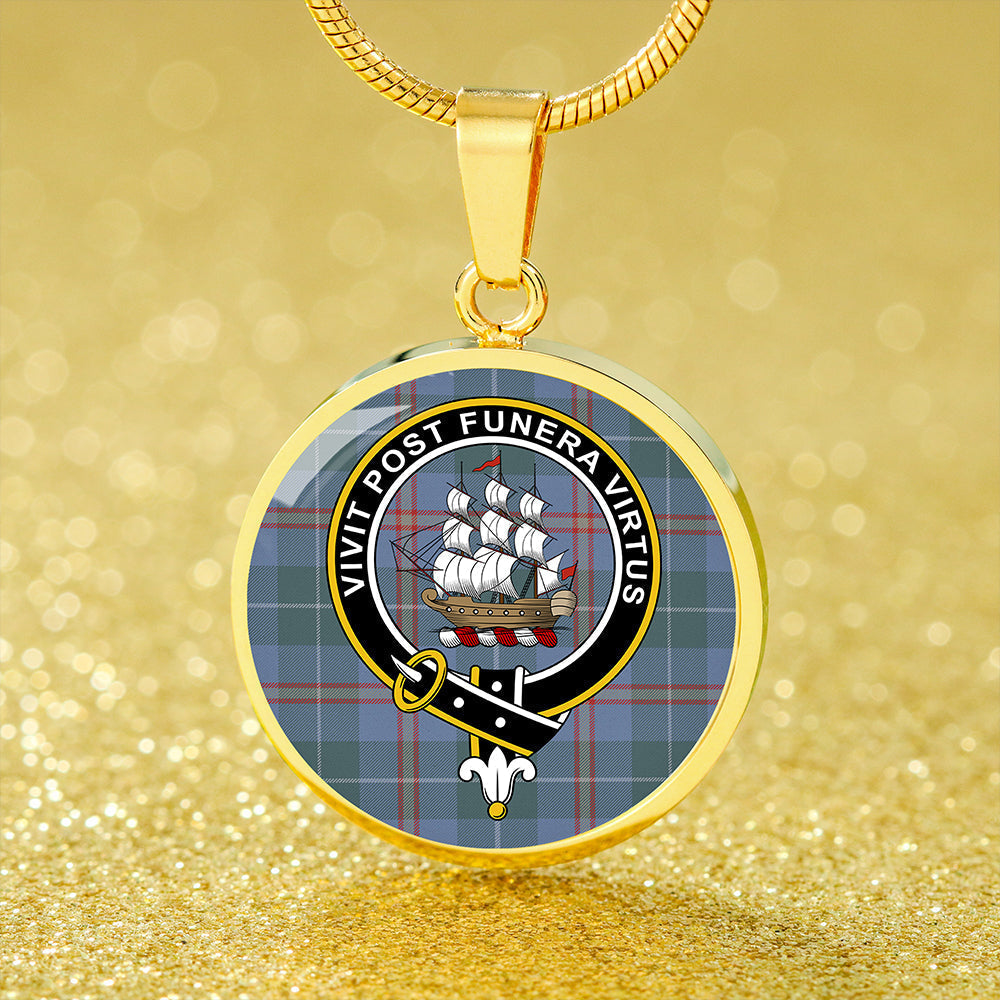 Bryson 1988 Weathered Tartan Crest Circle Necklace