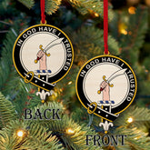 Clark Tartan Crest Wood Acrylic Ornament