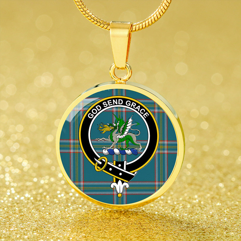 Crichton (Creighton) Ancient Tartan Crest Circle Necklace