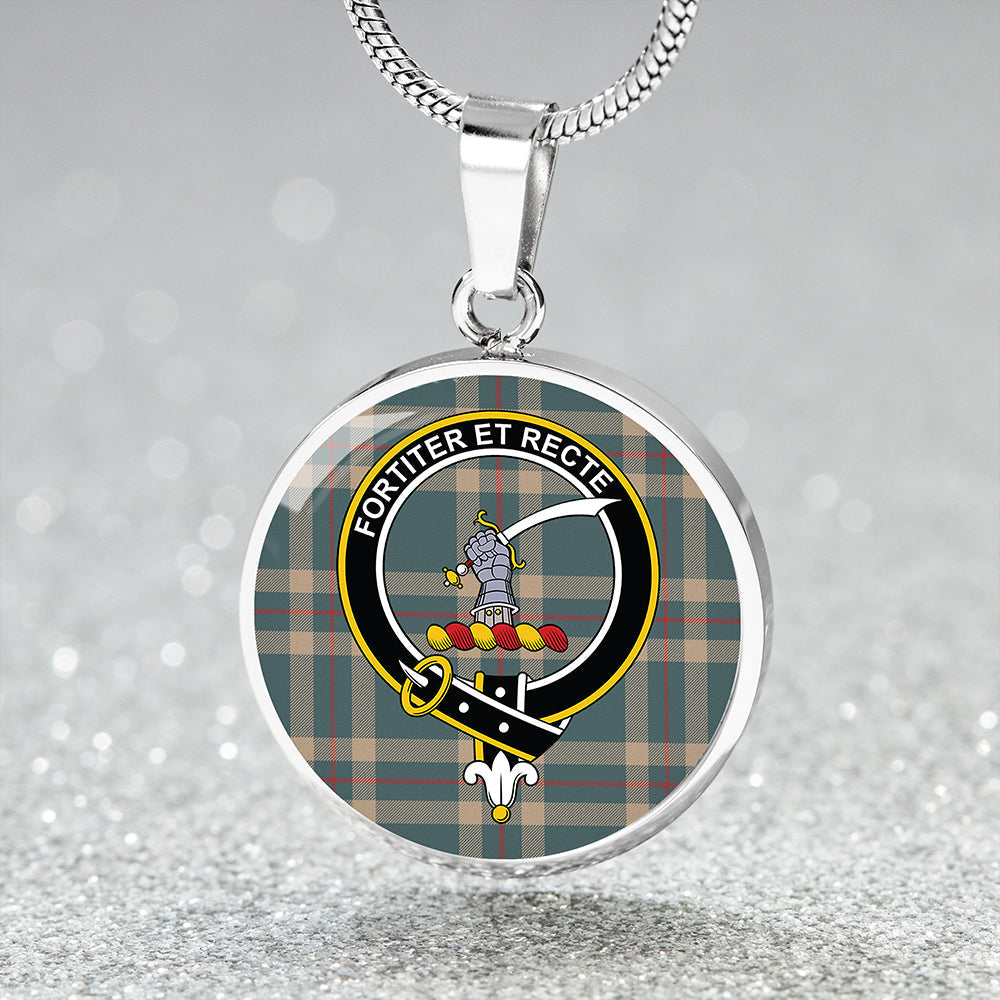 Elliot (Ellot) (Clans Originaux) Weathered Tartan Crest Circle Necklace