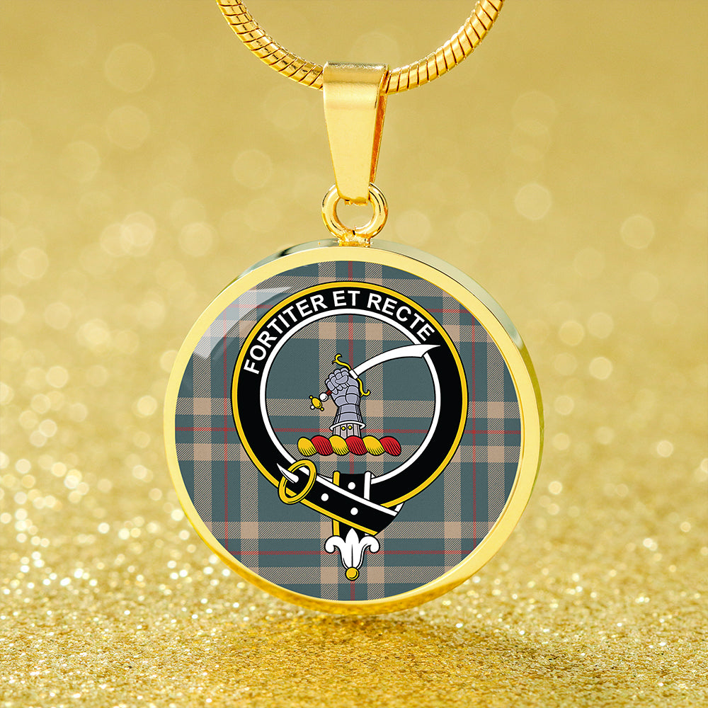 Elliot (Ellot) (Clans Originaux) Weathered Tartan Crest Circle Necklace