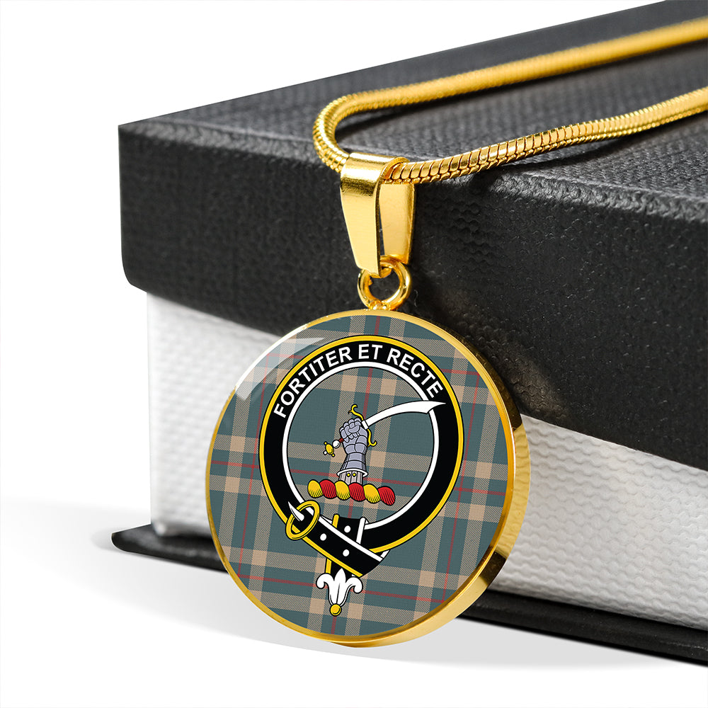 Elliot (Ellot) (Clans Originaux) Weathered Tartan Crest Circle Necklace