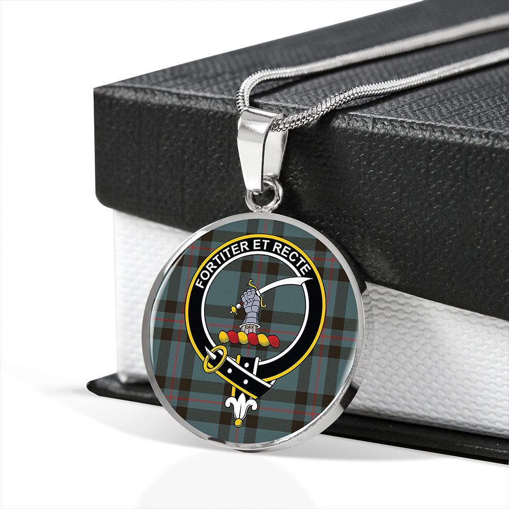 Elliot (Ellot) Weathered Tartan Crest Circle Necklace