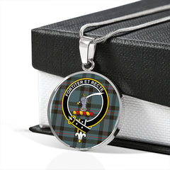 Elliot (Ellot) Weathered Tartan Crest Circle Necklace