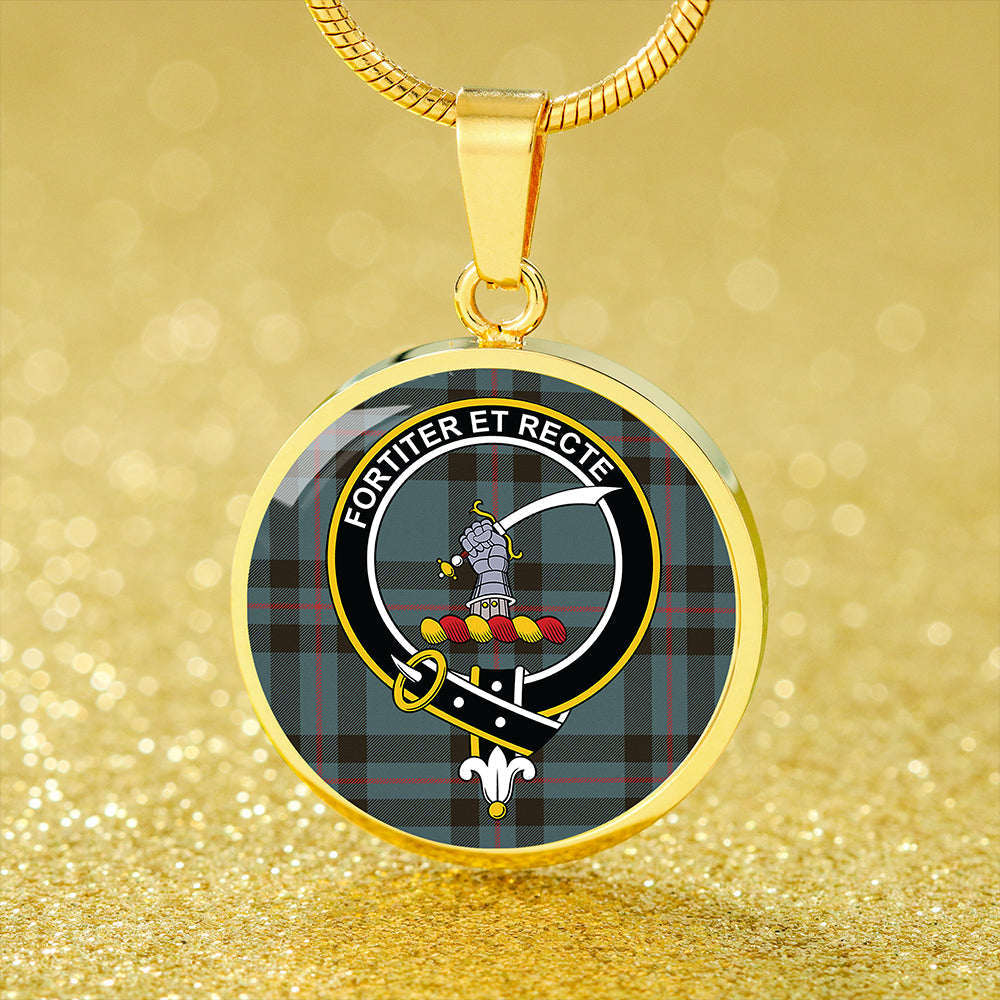 Elliot (Ellot) Weathered Tartan Crest Circle Necklace