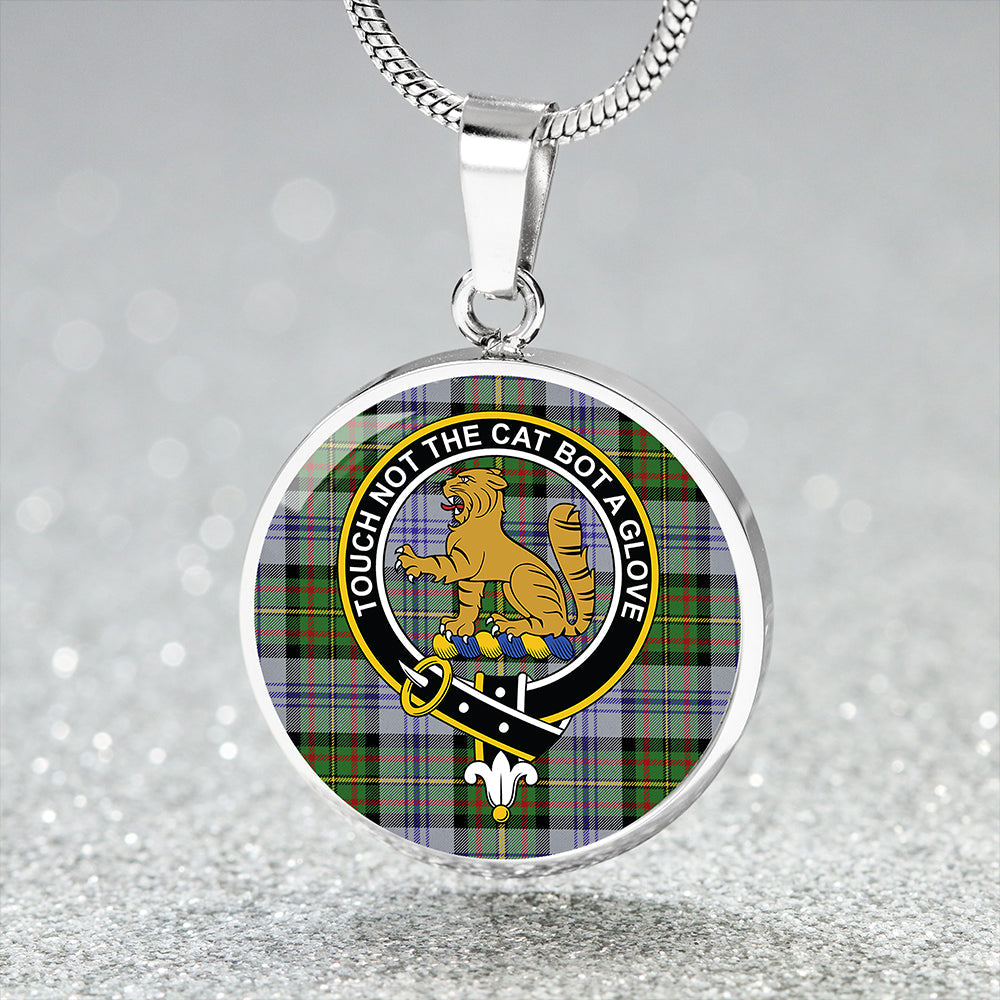 Firth of Tay (Gillies Dress) Modern Tartan Crest Circle Necklace