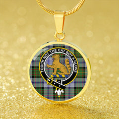Firth of Tay (Gillies Dress) Modern Tartan Crest Circle Necklace
