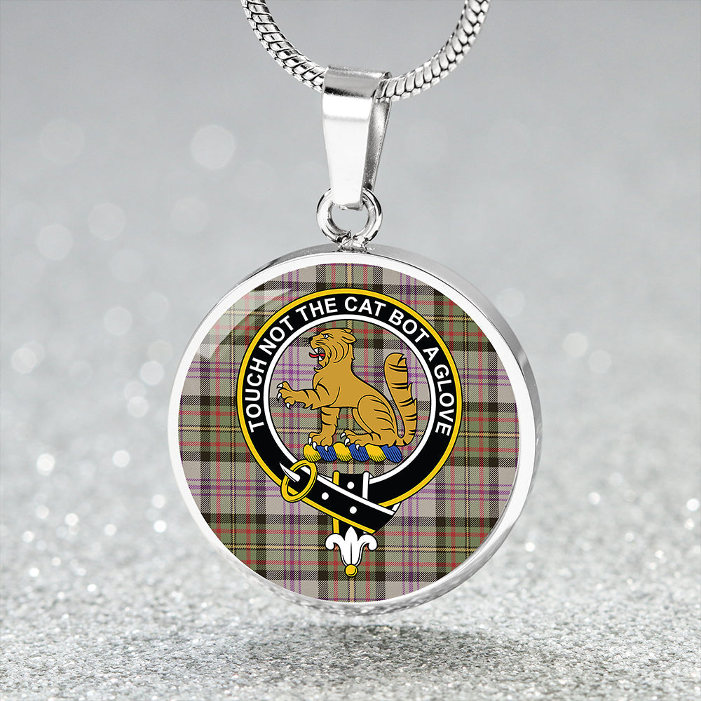 Firth of Tay (Gillies Dress) Weathered Tartan Crest Circle Necklace