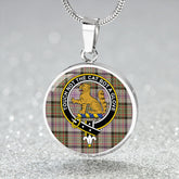 Firth of Tay (Gillies Dress) Weathered Tartan Crest Circle Necklace