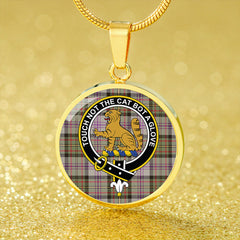 Firth of Tay (Gillies Dress) Weathered Tartan Crest Circle Necklace