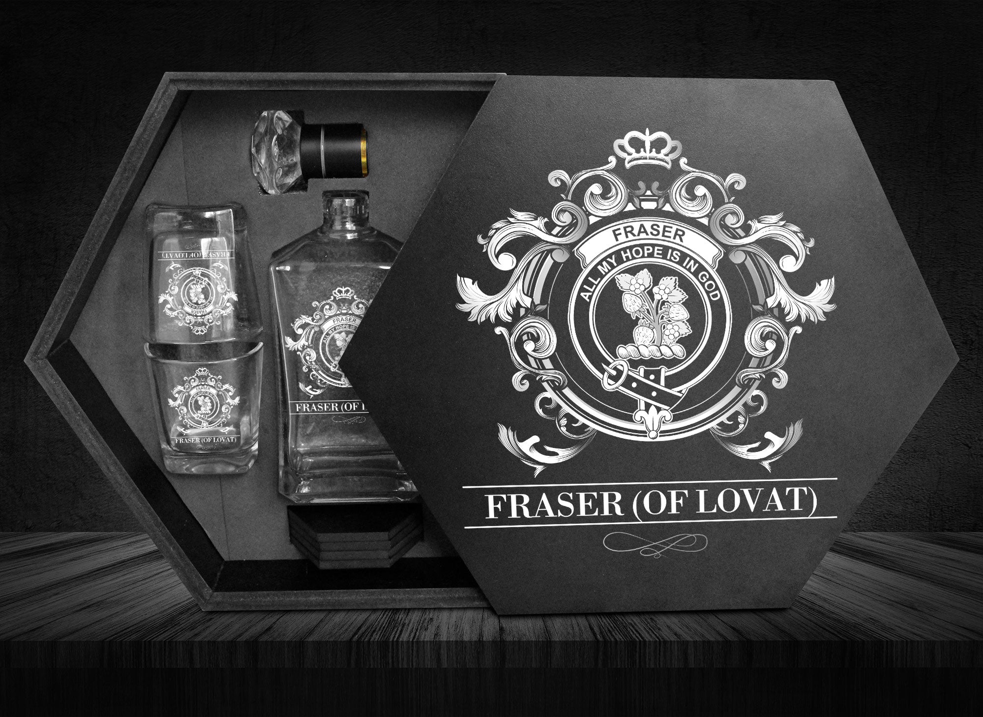 Fraser (of Lovat) Tartan Clan Decanter Set