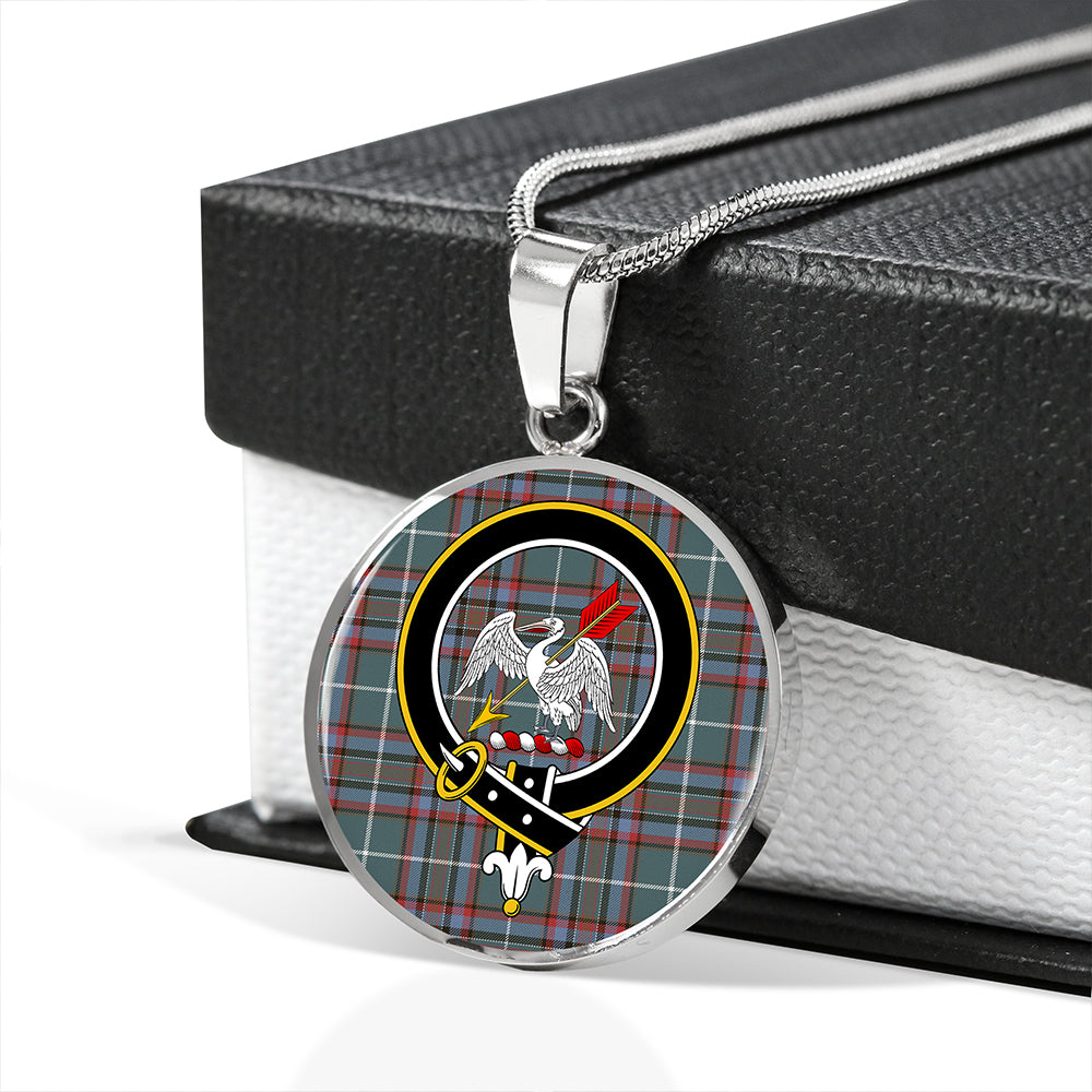 Gammell Dress Weathered Tartan Crest Circle Necklace