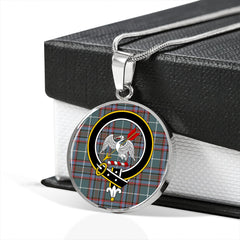 Gammell Dress Weathered Tartan Crest Circle Necklace