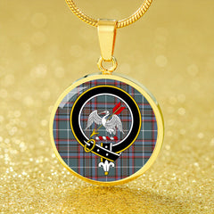 Gammell Dress Weathered Tartan Crest Circle Necklace