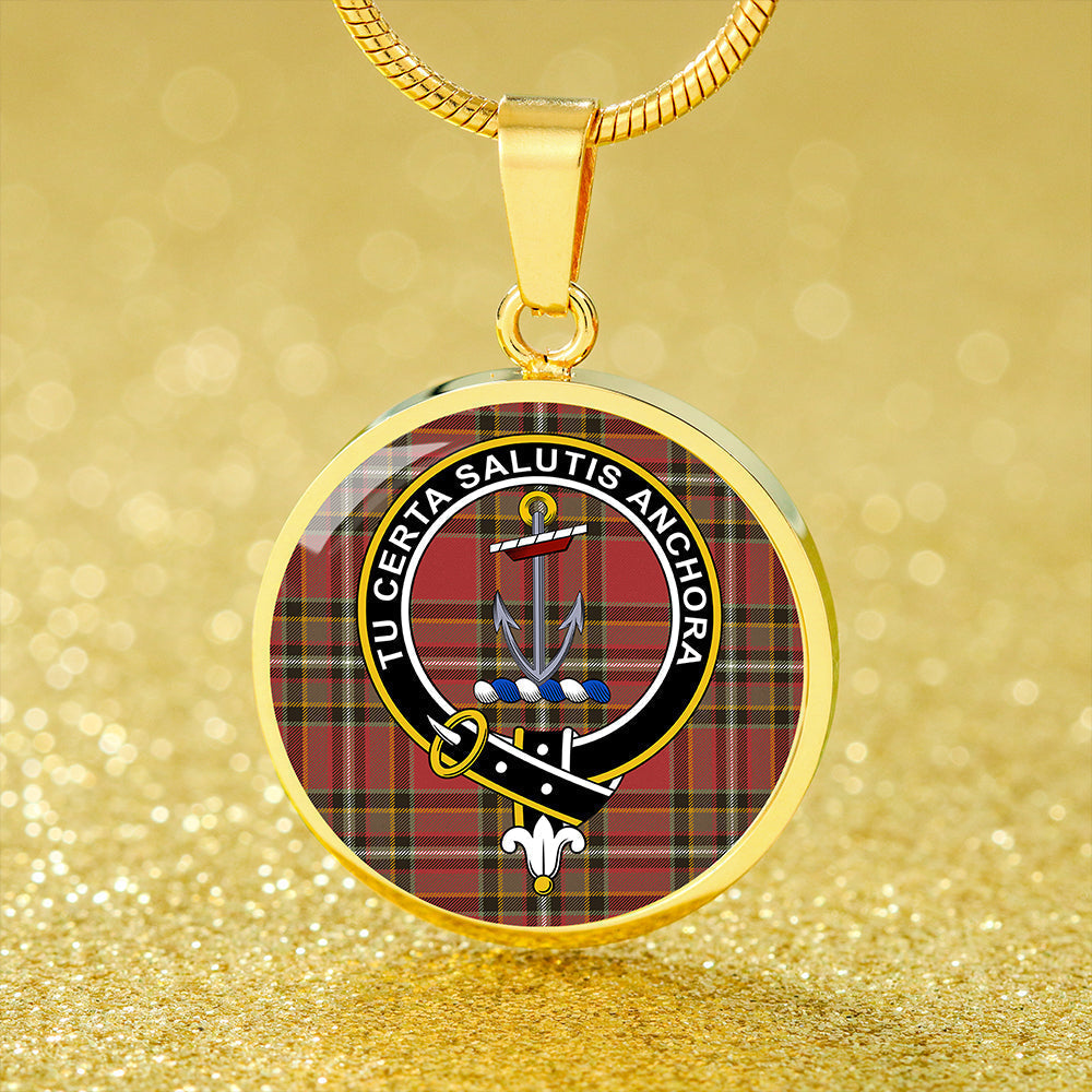 Gillespie Weathered Tartan Crest Circle Necklace