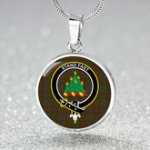 Gray Tartan Crest Circle Necklace