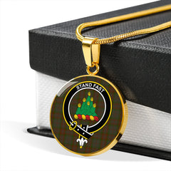 Gray Tartan Crest Circle Necklace