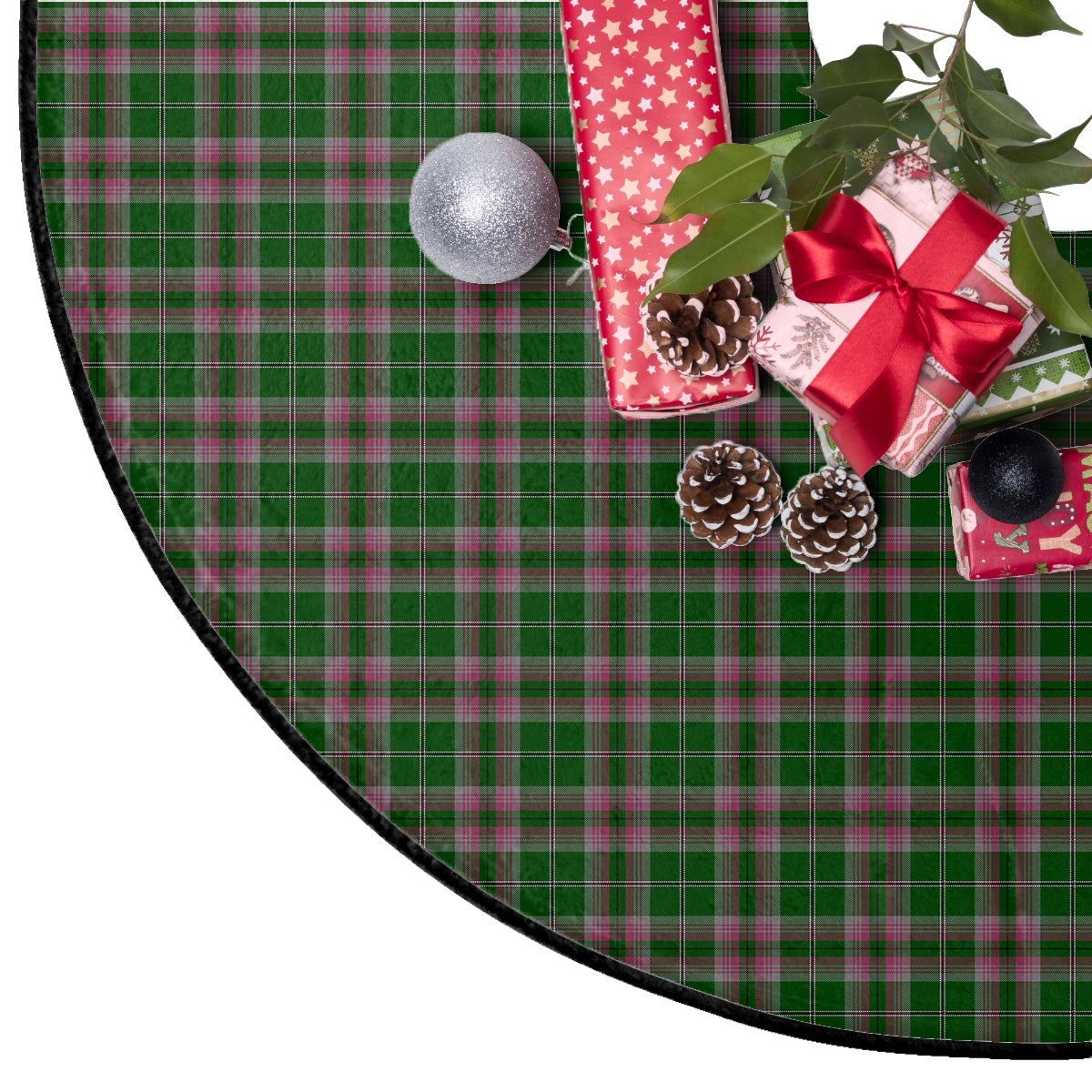 Gray Hunting Tartan Plaid Christmas Tree Skirt
