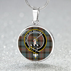 Gunn Weathered Tartan Crest Circle Necklace