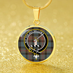 Gunn Weathered Tartan Crest Circle Necklace