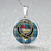 MacDonald Dress Muted Blue Special (Donald Dress Muted Blue Special) Modern Tartan Crest Circle Necklace