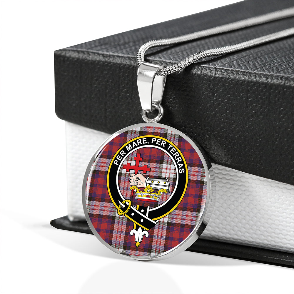 MacDonald Dress; Irish Weathered Tartan Crest Circle Necklace