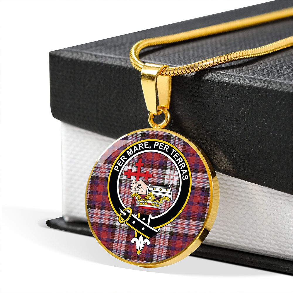MacDonald Dress; Irish Weathered Tartan Crest Circle Necklace