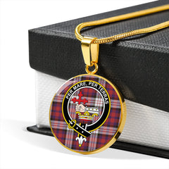 MacDonald Dress; Irish Weathered Tartan Crest Circle Necklace