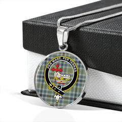 MacDonald Hunting (Donald Hunting) Weathered Tartan Crest Circle Necklace